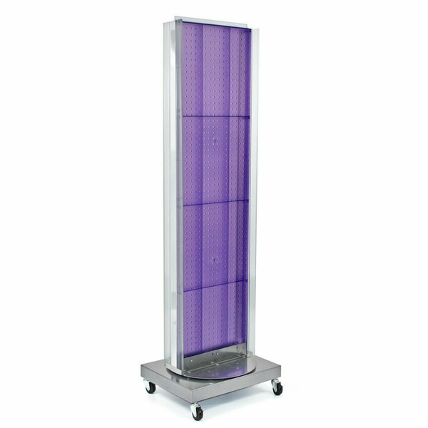 Azar Displays Two-Sided Pegboard Floor Display w/ Two C-Channel Sides on a Revolving Wheeled Base. 700258-PUR